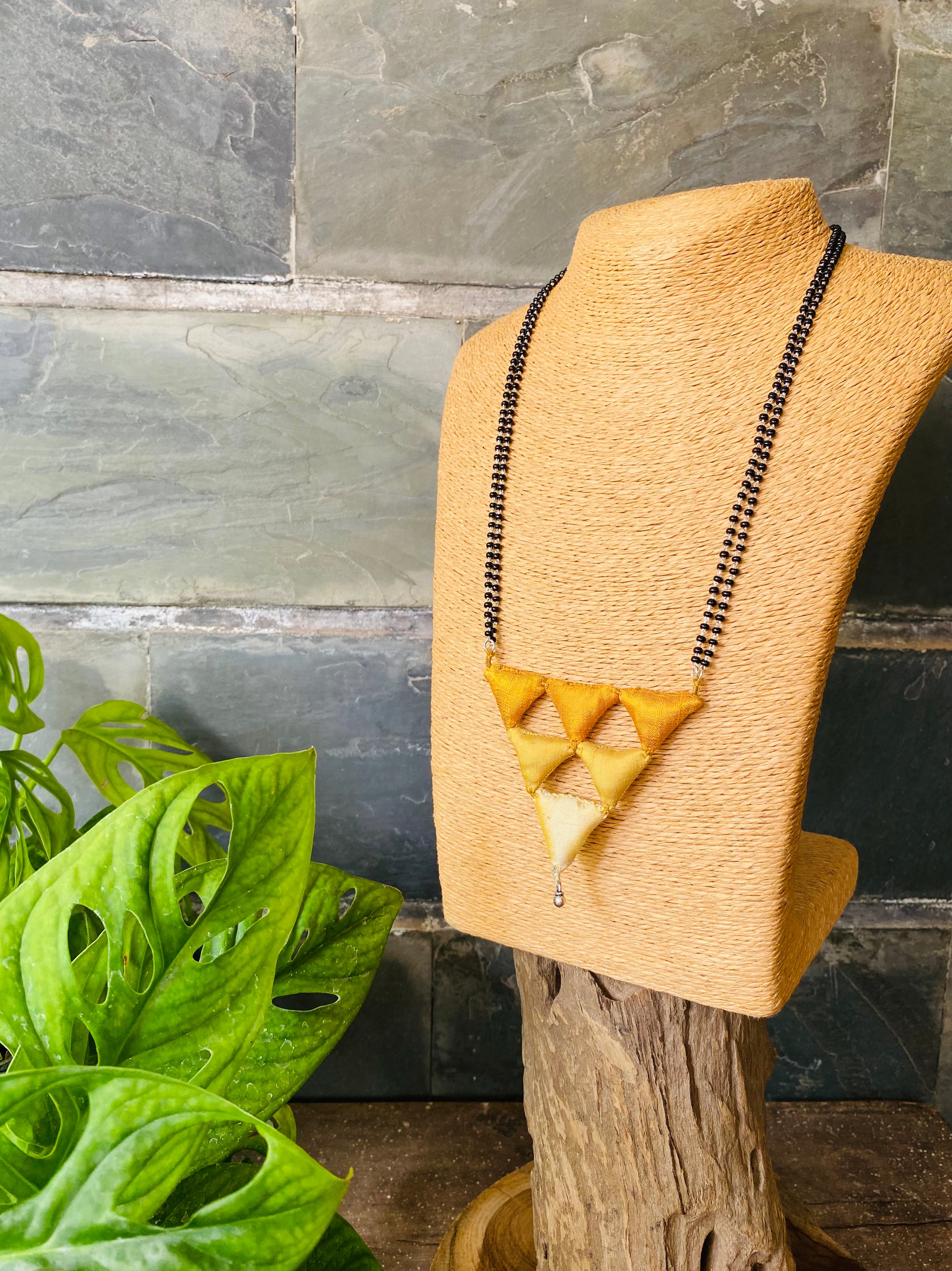 Gold Mangalsutra (Silver) Triangular Gubbi Necklace